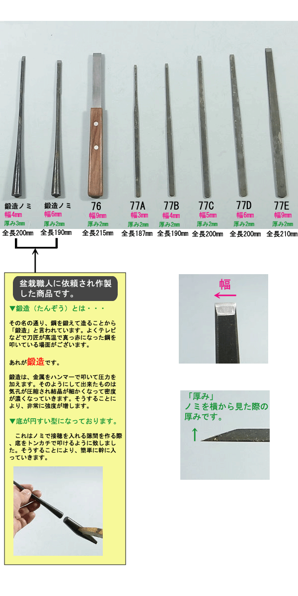 盆栽 接ぎ木ノミ 詳細